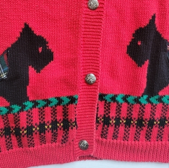 American Vintage | Preppy Scottish Dog red plaid knit sweater vest | WMS M - Picture 7 of 8